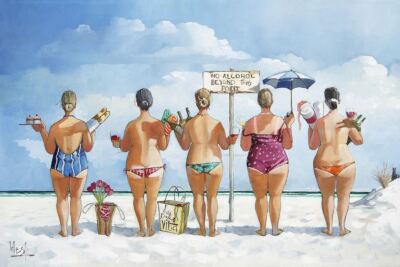No Alcohol Beyond this Point II Ronald West Art Print Beach Wine Poster 12x18