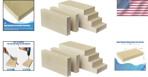 Upgrade Your Stove with 12-Pack Fire Bricks - 9x4.5x1.25, 2200°F Heat Resistance - Picture 2 of 9