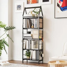 5-Tier Bookshelf, Standing Shelf Units,Tall Standing Bookcase, Modern Display Sh