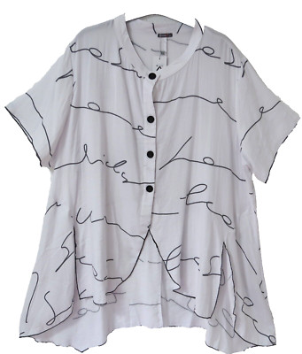 KEKOO softe Tunika Long-Shirt Bluse 52-54 (4) A-Linie + trendiger Kragen weiß
