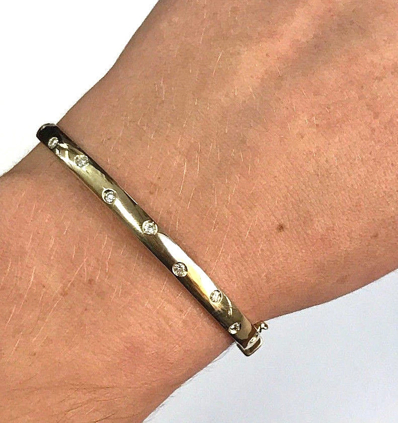 14k solid gold bangle bracelet set deals