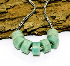 7 Pcs. Natural Green Amazonite Gemstone 12x8mm Beads With 5MM Big Hole Beads