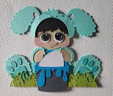 Easter Bunny Boy Sitting Black Hair. Scrapbook, Card Making Paper Piecing