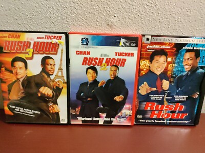 RUSH HOUR 1-2-3 DVD Jackie Chan Chris Tucker Lot of 3 ** Very Good