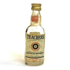 Teachers Scotch Whisky Miniature Liquor Bottle Glasgow Scotland Tax Empty Vtg