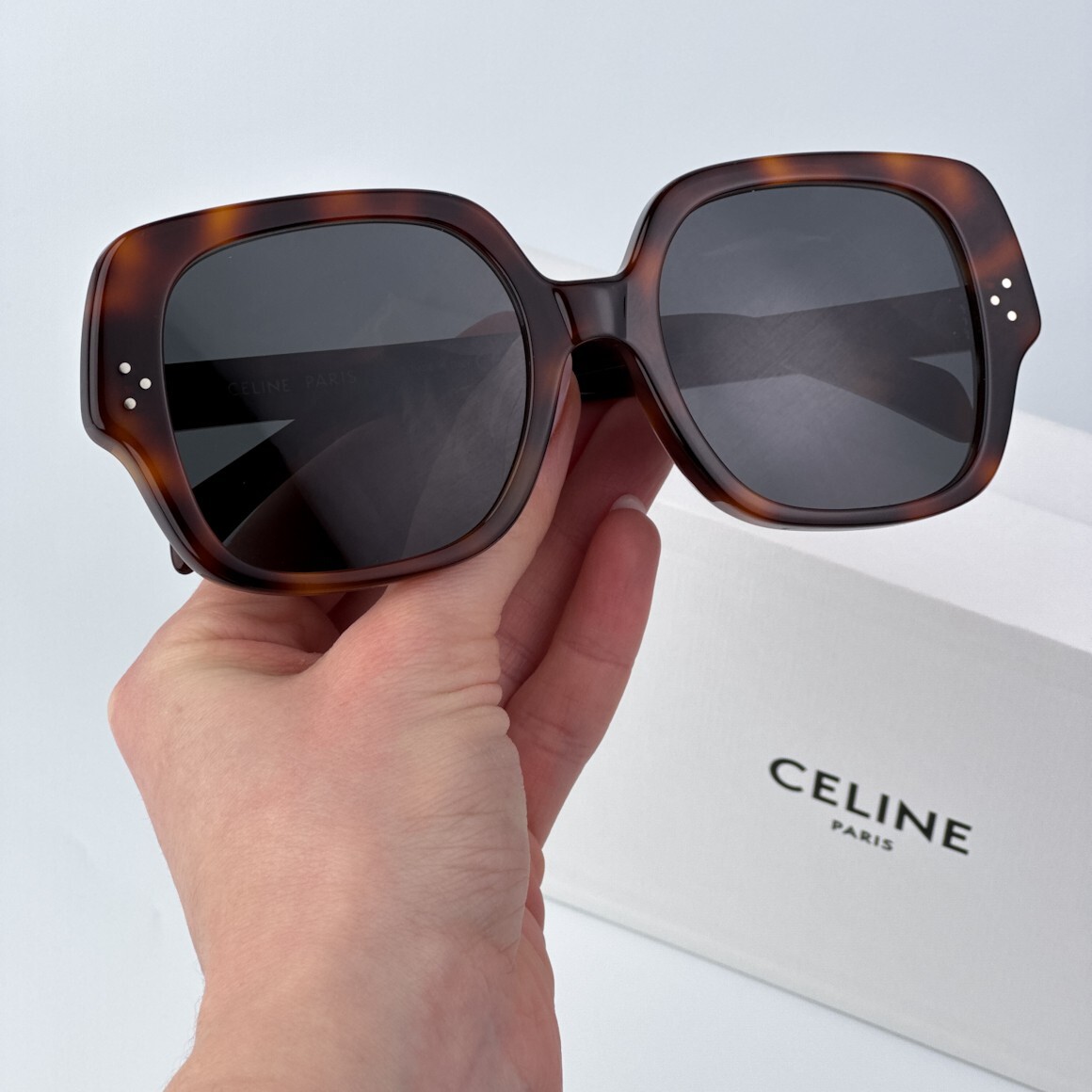 Celine Women Sunglasses Shiny Havana Smoke Grey Geometric CL40241F 53A BRAND NEW CELINE NEW CELINE CL40272I 01A UNISEX SHINY BLACK SUNGLASSES  main image 3