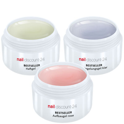UV-Gel Spar Pack Set 3 x 5ml HaftGel + AufbauGel rosa + finish VersieglerGel