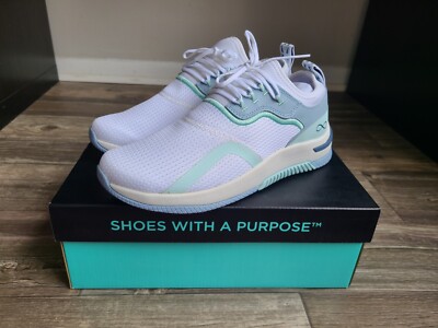 Infinity by Cherokee Women's Dart Sea Foam/White Lace Up Nursing Shoes, W  size