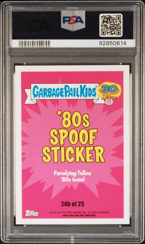 2015 Garbage Pail Kids #24b Testy Ty 30th MIKE TYSON GREEN POP 5! PSA 10 GEM - Image 4 of 4