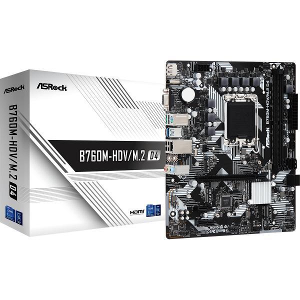 ASROCK MB B760, B760M-HDV/M.2 D4, LGA1700, 2 DDR4 , mATX
