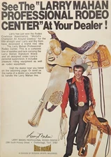 Larry Mahan Big Horn Saddle Print Ad Ephemera Wall Art Decor Rodeo Center