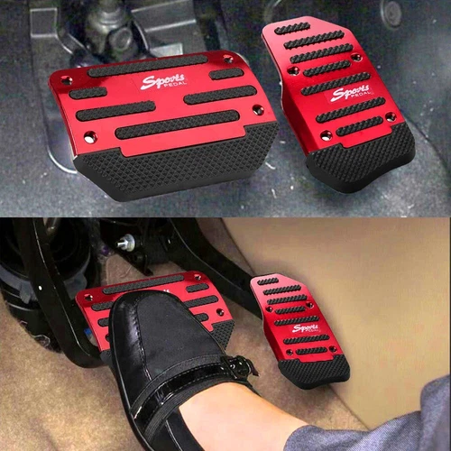 Gas Pedal Pad Cover Red Non Slip Automatic Car Brake Foot Accessories - Foto 6 di 8
