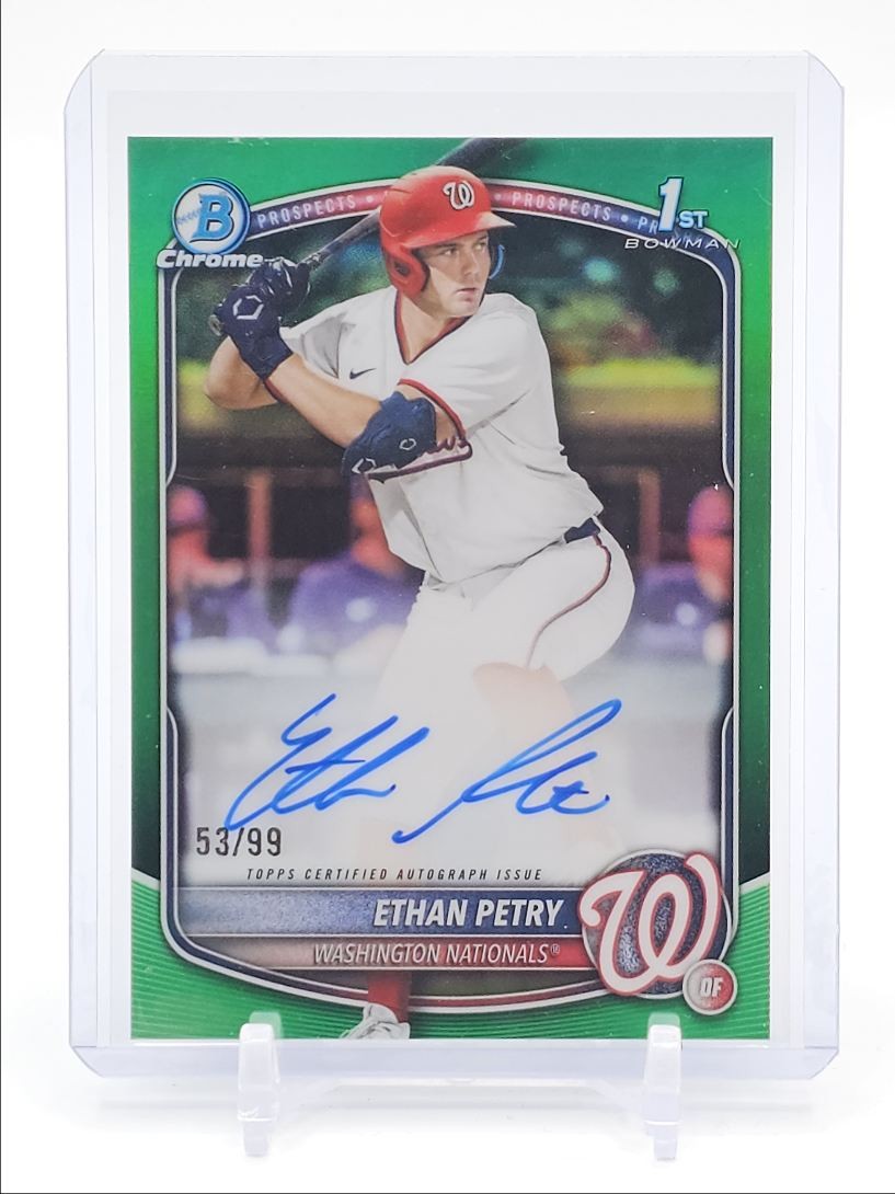 ETHAN PETRY 2025 BOWMAN CHROME DRAFT 1ST GREEN REFRACTOR AUTO /99 Q3249