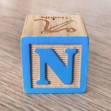 Vintage Letter N Wooden Alphabet Block Replacement Crafts Supply 1.75x1.75"