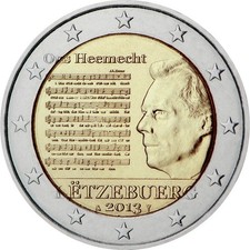 2 Euro Luxembourg 2013 * National Anthem * Unc