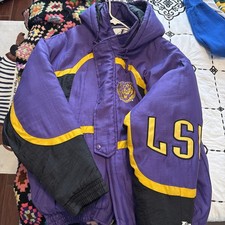 Vintage LSU Tigers Jacket Mens XL Purple Logo Athletic Football NCAA Ripstop