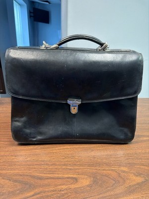 Vintage Tony Perotti Black Leather Briefcase Messenger Bag Made in Italy