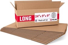 12 Pack Packing Boxes 24"L x 9"W x 9"H, USA-Made, Moving, Shipping, Storage