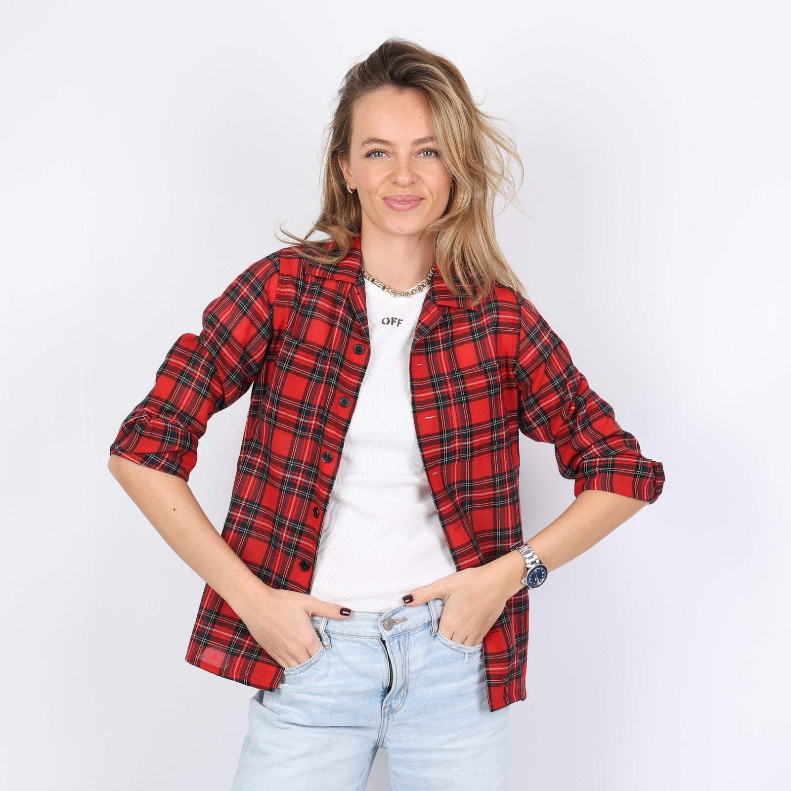 Camicia rossa Saint Laurent taglia UK 6