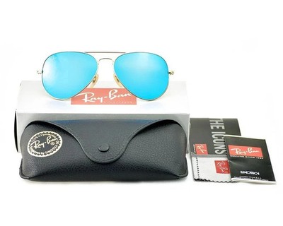 Ray-Ban Sunglasses RB3025 Aviator Flash Gold Frame Blue Flash Lenses 58mm Unisex