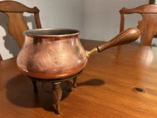 Vintage Italian Copper Chocolate Fondue Pot with Stand