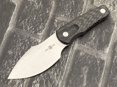 TwoSun TS542-M390-SW Mini M390 Carbon Fiber Handle Fixed Blade Kydex Belt Sheath
