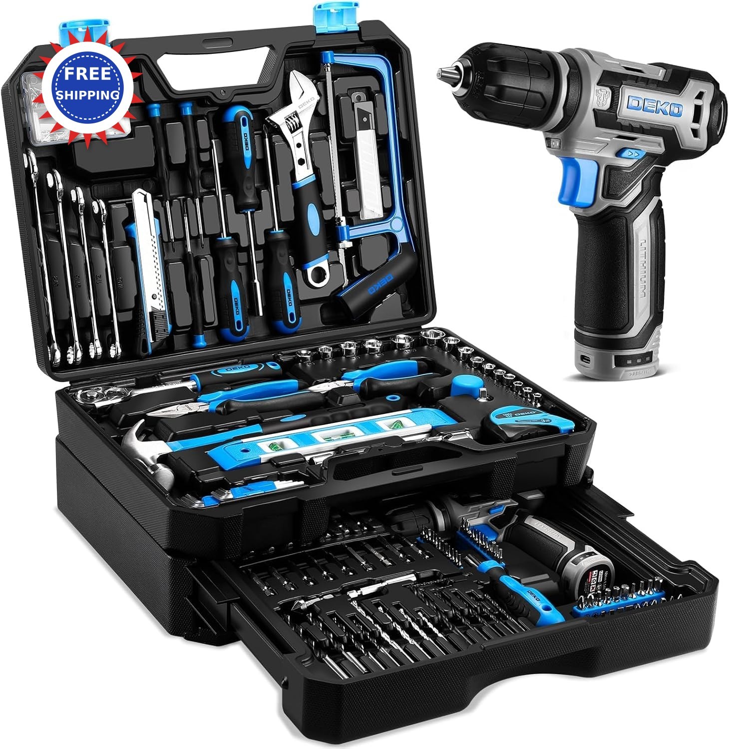 Tool Set With Storage Case Mechanic Kit For Home Repairs