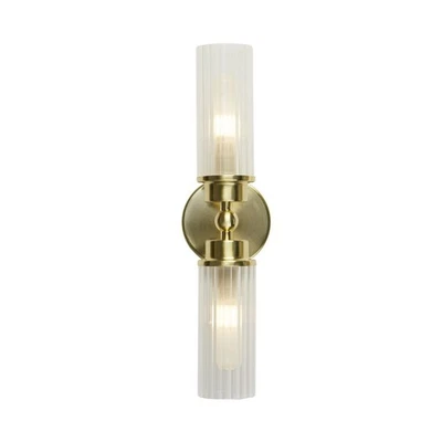 Wandleuchte Up Down Metall Glas IP44 Bad H:37 cm in Messing Badezimmer Wandlampe - Bild 1 von 4