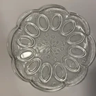 VTG Anchor Hocking Savannah Clear Floral Deviled Egg Relish Plate Scalloped Edge