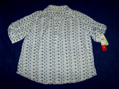 Cathy Daniels Embroidered Pullover Top with Front Top Buttons - XL - New w/Tags