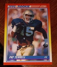 SCORE 1990 Score Pat Terrell Rookie Base Set #301 Notre Dame Football Card. rookie card picture