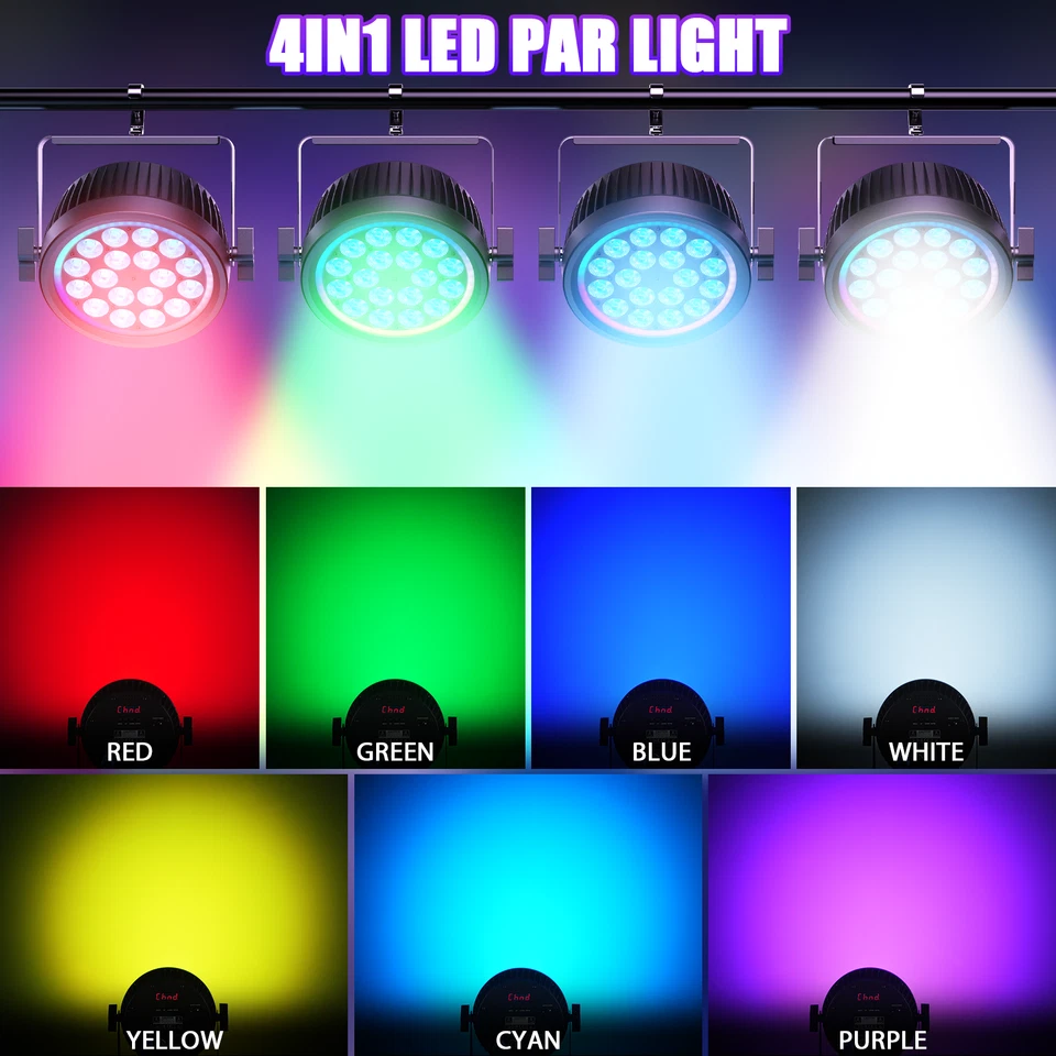18X15W LED PAR Can Lights RGBW Stage Light For DMX DJ Disco Party Club Bar Show - Image 2 of 4