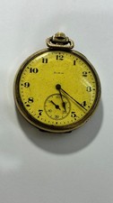 Antique Elgin Pocket Watch YELLOW DIAL 17 JEWELS Mechanical - Working Condition