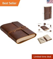 Large 7.5" x 10" Vintage Leather Bound Journal - Perfect for Writing  Sketching