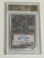 2021 Bowman Chrome Prospects Wilman Diaz Autograph BGS Graded Gem Mint 9.5