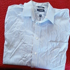 Chaps Men's Classic Fit Non-Iron Striped Dress Shirt Blue White 16.5 36/37 LS