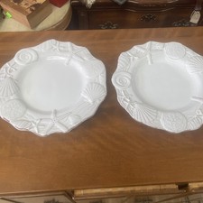 Pair Mud Pie Sanibel Ceramic Starfish Shells 11  Dinner W Tag Plates Plate