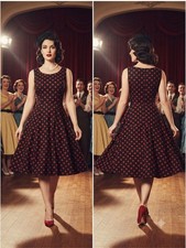 VTG Inspired Rockabilly Dress 50s Style Red Polka Dot Full Skirt Sleeveless XL