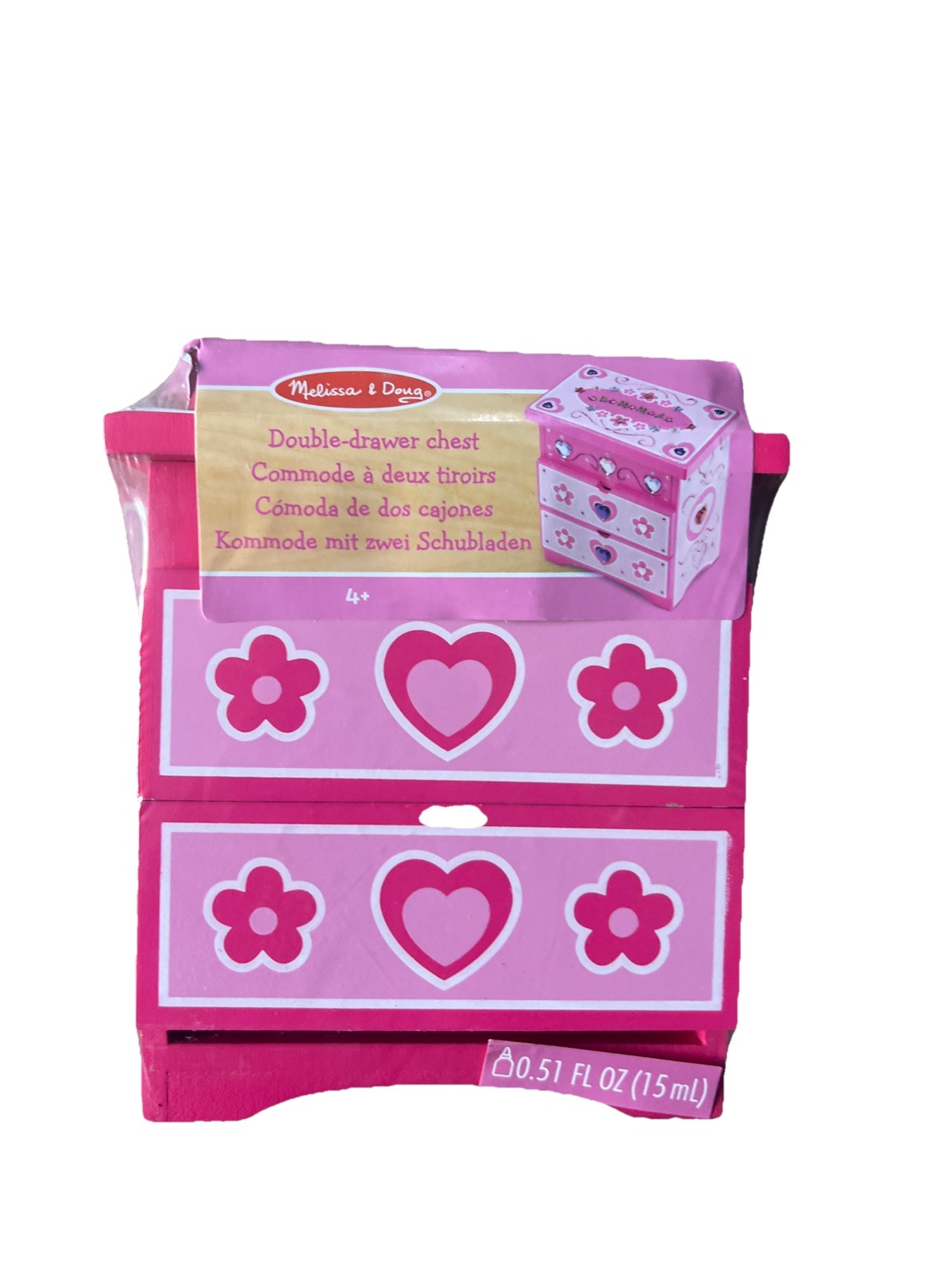 Melissa & Doug 7.5” Pink Drawer Chest With Different Stickers & Glitter Pens