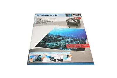 UNITEDOFFICE Laminierfolie A3 20 Stück 80 Mikron Folientasche Laminier Folie Glänzend NEU