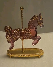 Vintage Glass Carousel Horse Figurine The Franklin Mint's "World of Carousel"