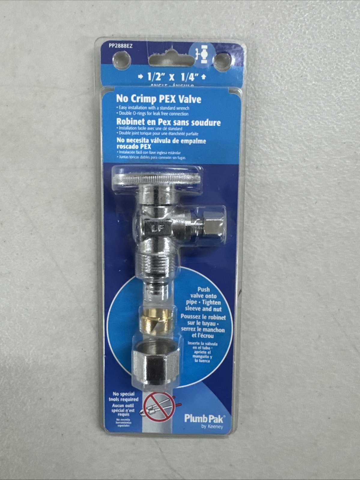 Plumb Pak PP2888EZ 1/2” x 1/4” Angle No Crimp PEX Valve Shut Off