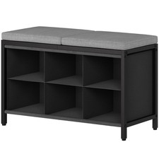 Shoe Storage Bench with Cushion Entryway Rack Padded Seat and 6 Oxford