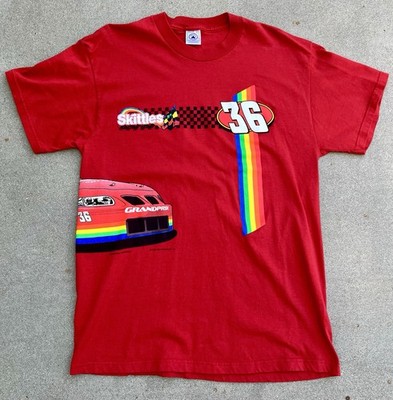 Vintage 1998 Ernie Irvan Skittles NASCAR Racing T Shirt Large Double Sided