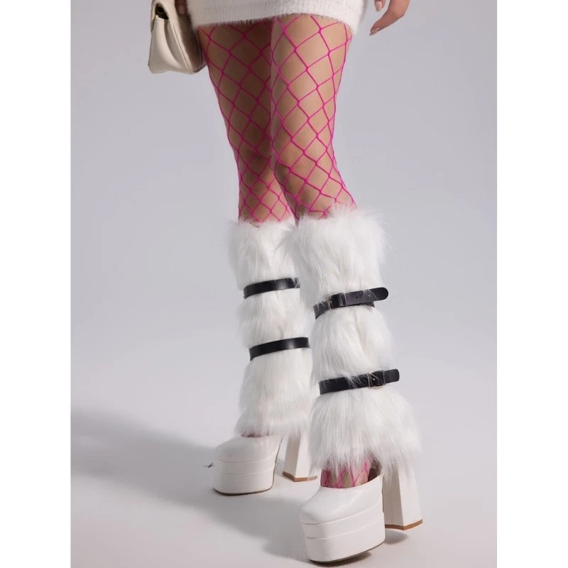 Precioso calentador de piernas sombrero ruso de felpa + medias de red de pesca para regalos de adultos Foto 4 de 4