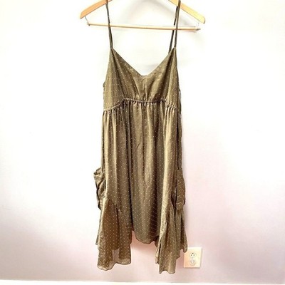 Walter Olive Green Silk Blend Polka Dot Sundress- Size S