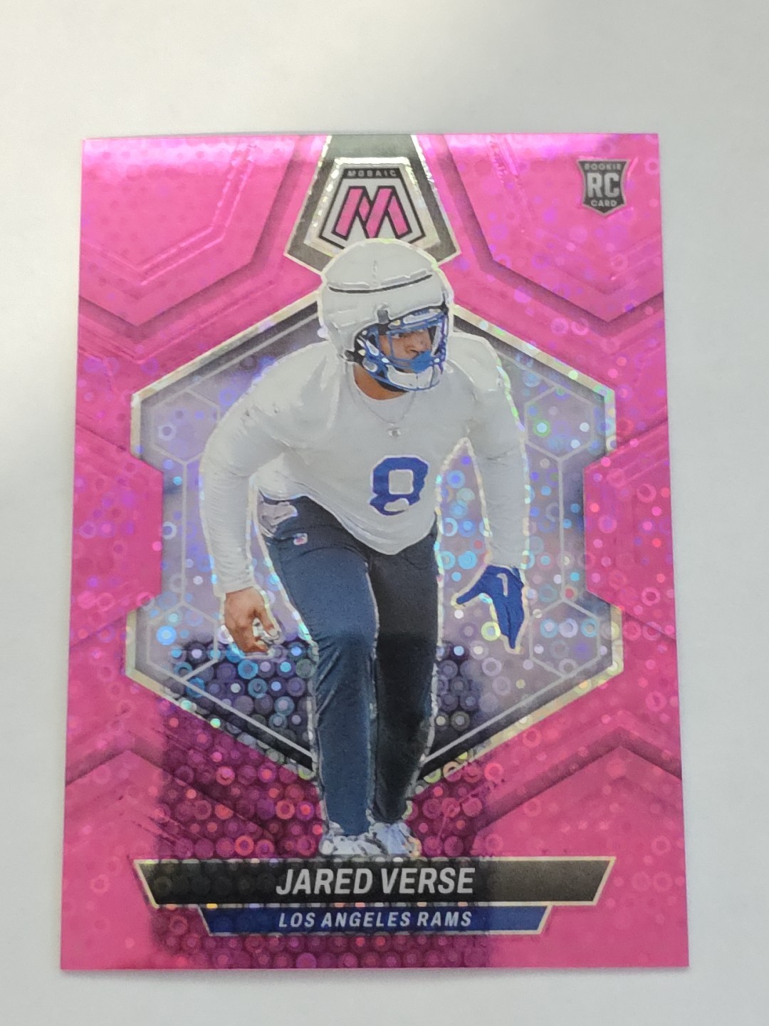 2024 Panini Mosaic #319 Jared Verse 20/20 RC Pink Prizm No Huddle LA Rams