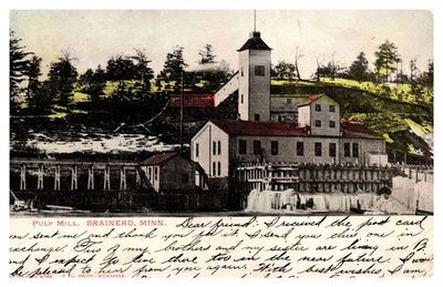 #ad Pulp Mill Winter Ice Snow Brainerd MN C1900s Postcard AH3 $12.50