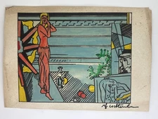 Roy Lichtenstein COA Art Painting Original Drawing Vintage Paper Signed