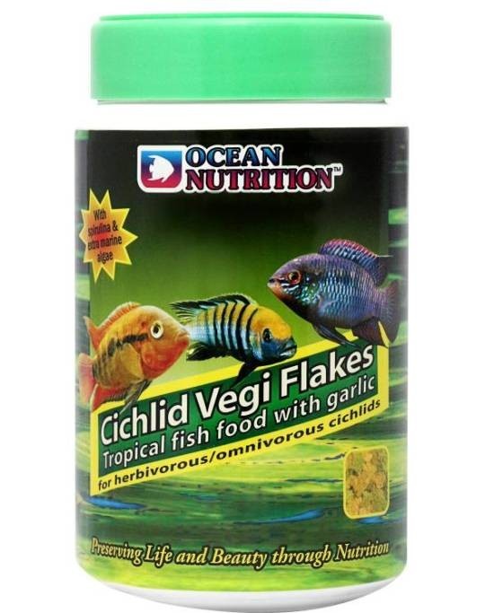 Ocean Nutrition Cichlid Vegi Flakes flocons contre les troubles digestifs des poissons